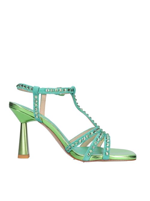 Leather and rhinestone sandals EMANUELLE VEE | 431M-724-11-P002VERDE